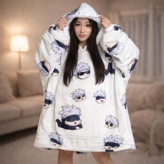 Satoru Gojo Anime Inspired Oversized Blanket Hoodie Unisex Adults Kids