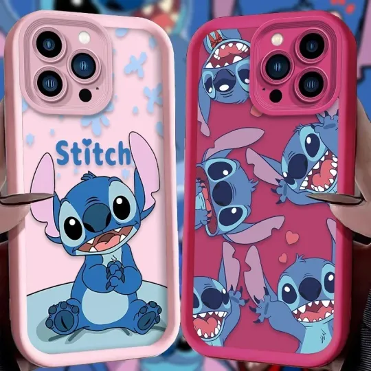Discover Cute Disney Stitch Cartoon Phone Case For iPhone 16 15 14 13 12 11 Plus Pro Max