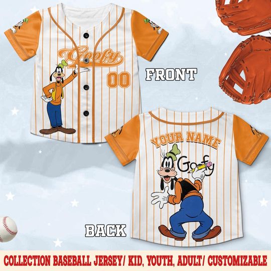 Discover Custom Disney Goofy Baseball Jersey, Custom Kid Youth Adult Disney Jersey, Mickey Disneyland Trip Gift for Sport, Birthday Boy Tee