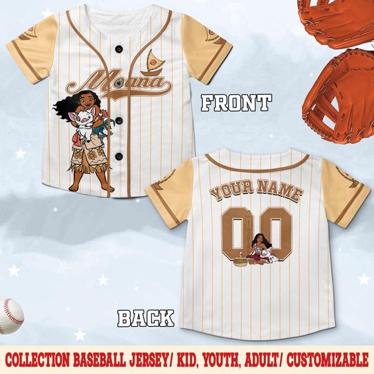 Discover Personalized Disneyland Moana Baseball Jersey, Custom Moana Jersey For Kids, Youth, Adult, Disney Moana Princess Matching Tee