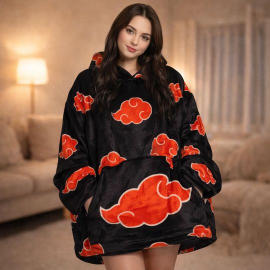 Discover Oversized Anime Blanket Hoodie, Cozy Sherpa Snuggle Wearable for Adults and Kids