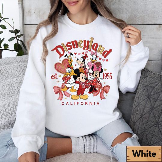 Discover Disneyland Valentines Day Sweatshirt, Mickey and Friends Shirt, Disney Sweethearts Sweater, Retro Disneyland Valentine's Sweatshirt
