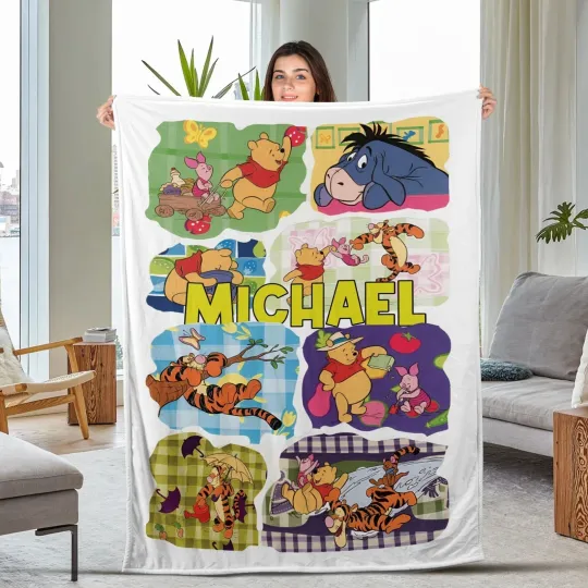 Discover Personalized Disney Winnie The Pooh Blanket, Pooh And Friends Fleece Blanket