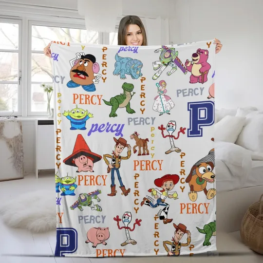 Discover Personalized Disney Toy Story Plush Fleece Blanket, Custom Name Disney Blanket