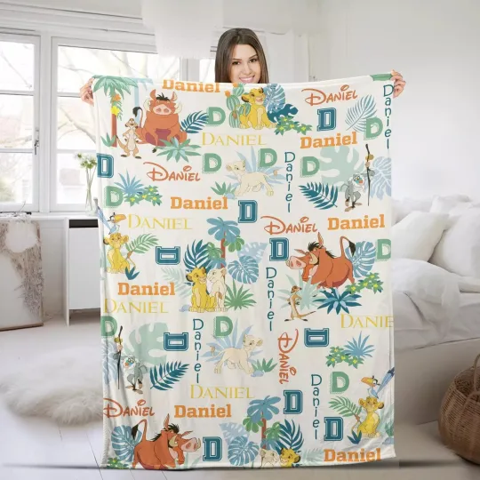 Discover Personalized Disney The Lion King Blanket, Custom Name Fleece Blanket