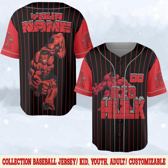 Custom Marvel Red Hulk Jersey, Captain America Brave New World Characters Jersey, Red Hulk General Ross Shirt,Red Hulk MCU Fans Shirt
