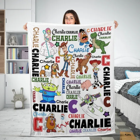 Discover Personalized Disney Toy Story Plush Blanket, Custom Name Disney Fleece Blanket