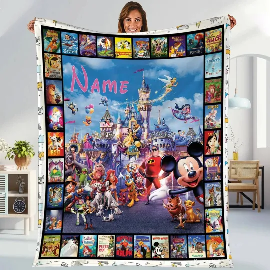 Discover Personalized Disneyland Movies Blanket | Mickey And Friends Fleece Blanket