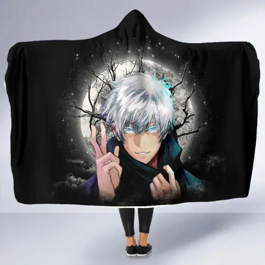 Discover Gojo Satoru Moonlight Hooded Blanket – Cozy Anime Throw for Warmth and Comfort