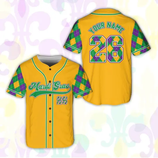 Discover Personalized Mardi Gras 2026 New Orleans Carnival Baseball Jersey Shirt
