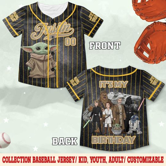 Its My Birthday Star Wars Baseball Jersey for Kids, Custom Name Birthday Jersey, Star Wars Fan Gift, Kids Birthday Outfit