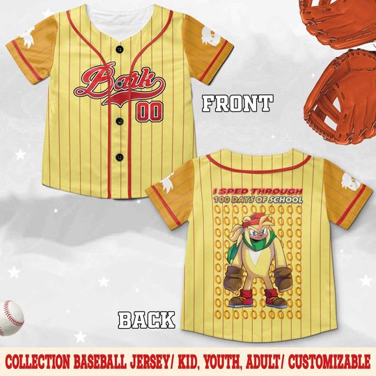 Discover 105 Days of School Sonic Baseball Jersey, Sonic the Hedgehog Matching Group Jersey, Kids School Celebration Outfit JCUR05-6
