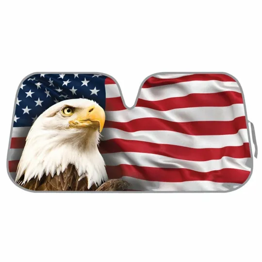 Discover US Eagle Flag Sunshade for Car SUV Truck Jumbo Folding Windshield Auto Shade