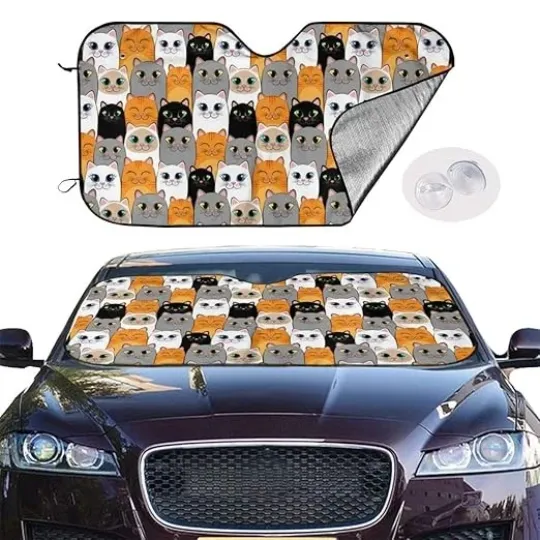 Discover Tearsly Cats Ginger Siamese Kittens Car Windshield Sun Shade New