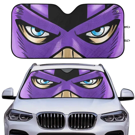Discover Hawkeye Purple Mask Face Car Sun Shade Front Windshield Cover Funny Driving Gift