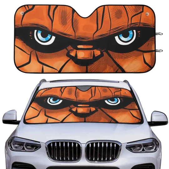 Discover Comic Rock Face Car Windshield Sun Shade UV Protection Foldable Auto Gift