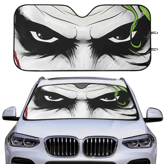 Discover Joker Face Cartoon Car Sun Shade Front Windshield Cover Funny Driving Gift