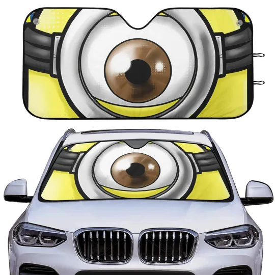 Discover Minion One Eye Cartoon Car Sun Shade Front Windshield Cover Funny Driving Gift