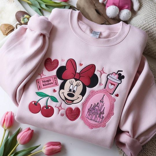 Discover Mickey and Minnie Embroidered Sweatshirt, Disney Valentine Tee, Disney Vacation Shirt, Disney Couple Shirt, Disney Family Sweatshirt