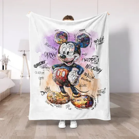 Discover Graffiti Mickey Mouse Fleece Blanket, Colorful Street Art Fleece Blanket