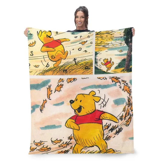 Discover Disney Winnie The Pooh In The Wind Disneyland Christmas Holiday Fleece Blanket