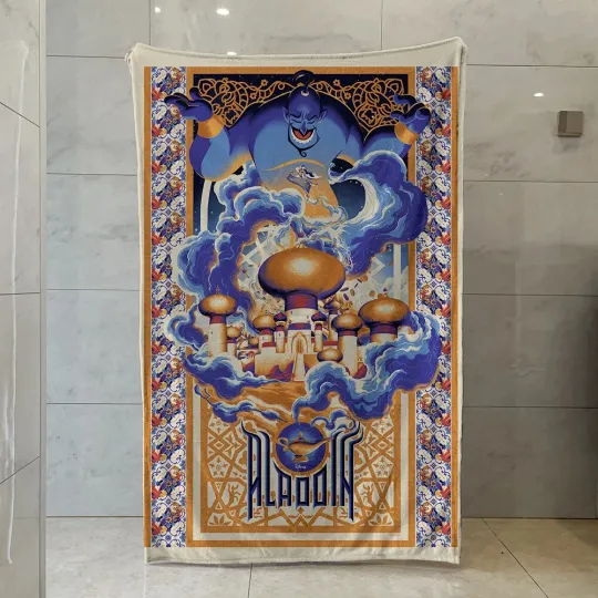 Discover Disney Blanket Cartoon Aladdin The Magic Lamp Fleece Blanket Bedding
