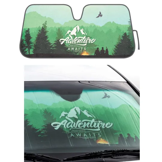 Discover New Green Adventure Awaits Car Truck Windshield Folding Sun Shade Large Size