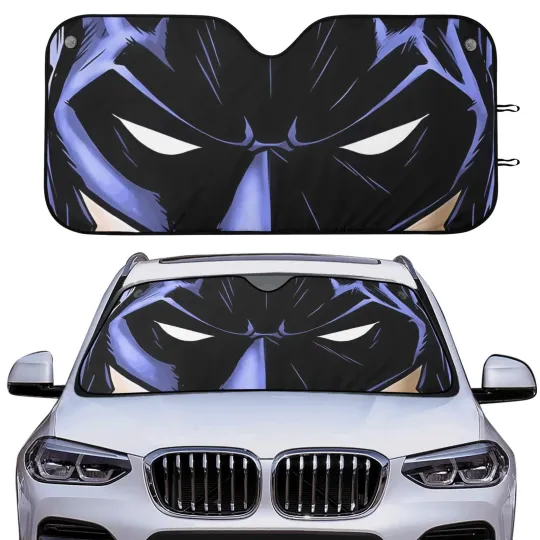 Discover Black Panther Mask Face Car Sun Shade Front Windshield Cover Funny Driving Gift