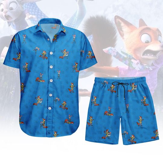 Discover Zootopia Button Shirt Shorts, Disney Fox Button Shirt, Judy And Nick Sleepwear, Zootopia Satin Pajamas, Disney Movie 2026 Shirt Shorts