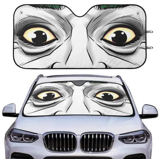 Discover Alien Creature Eyes Cartoon Car Sun Shade Front Windshield Cover Funny Driving G