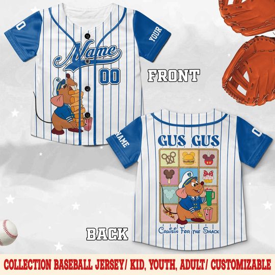 Discover Gus Gus Cruise Snack Tour Baseball Jersey, Funny Disney Cruise Shirt, Matching Family Cruise Outfit, Custom Name Jersey