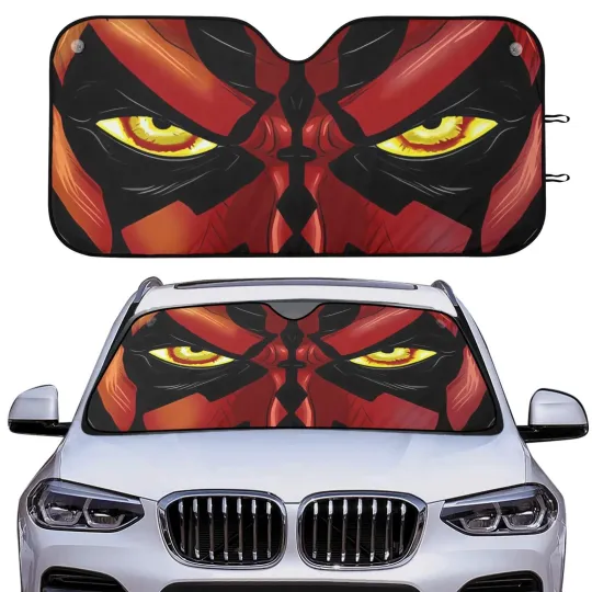 Discover Darth Maul Face Car Sun Shade Front Windshield Cover Funny Driving Gift