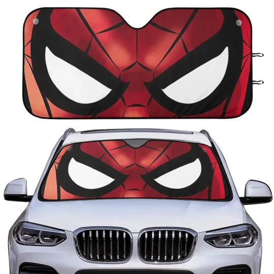 Discover Spider Man Face Car Windshield Sun Shade UV Protection Foldable Auto Gift