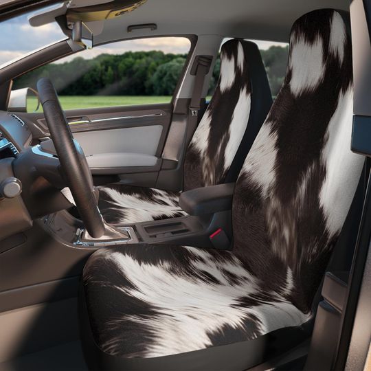 Discover Cowhide Print Car Seat Cover for Bucket Seats - Auto Decor Accessories