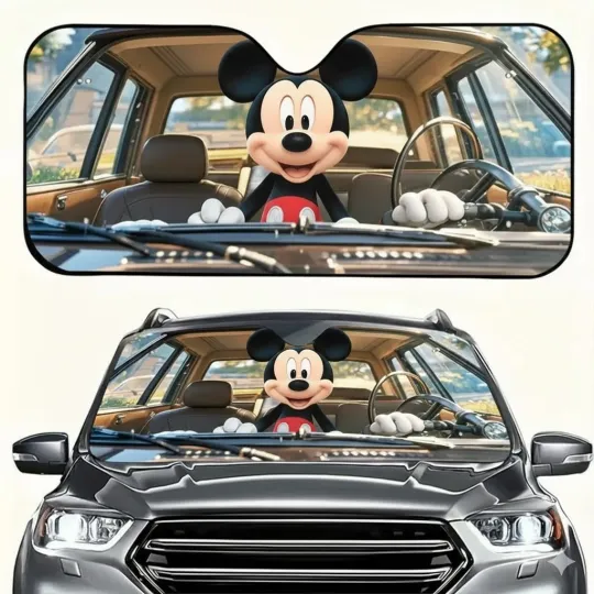 Discover Mickey Mouse Car Windshield Sun Shade, Cartoon Disney UV Sun Protector