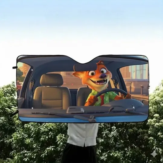 Discover Zootopia Nick Wilde Car Sun Shade, Front Windshield Cover, Universal Fit Gift