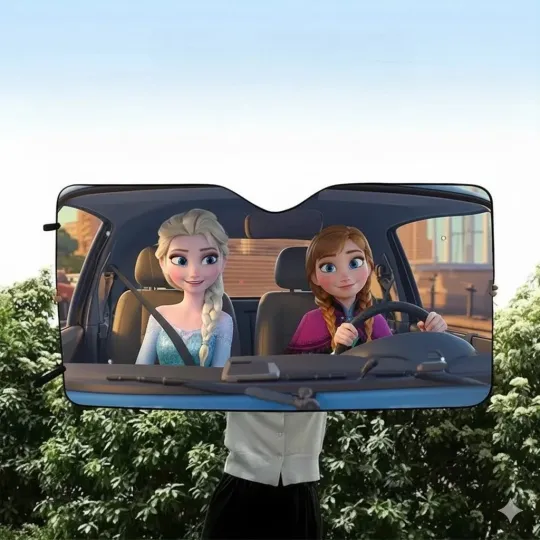 Discover Frozen Sisters Car Sun Shade, Front Windshield Cover, Universal Fit Gift