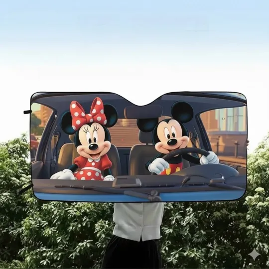 Discover Mickey Minnie Car Sun Shade, Front Windshield Cover, Universal Fit Gift