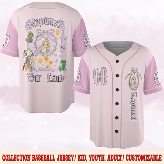 Discover Custom Disney Tangled Rapunzel Baseball Jersey, Disney Princess Jersey Shirt, Disney Baseball Shirt, Magic Kingdom Shirt, Disneyland