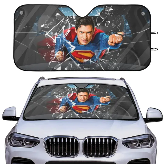 Discover Superman Flying Action Car Windshield Sun Shade Cover Universal Fit