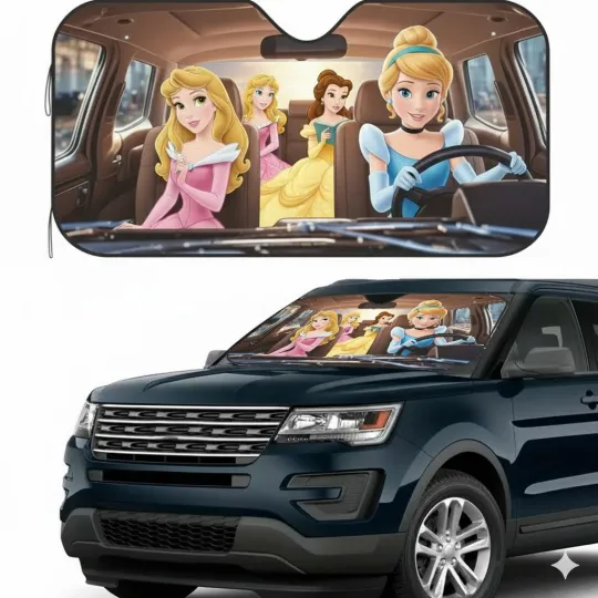 Discover Disney Princess Car Sun Shade, Front Windshield Cover, Universal Fit Gift