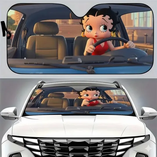 Discover Betty Boop Car Sun Shade, Front Windshield Cover, Universal Fit Gift