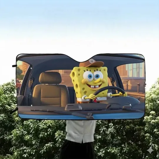 Discover SpongeBob Car Sun Shade, Front Windshield Cover, Universal Fit Gift