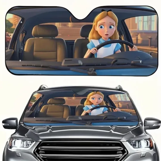 Discover Alice Wonderland Car Sun Shade, Front Windshield Cover, Universal Fit Gift