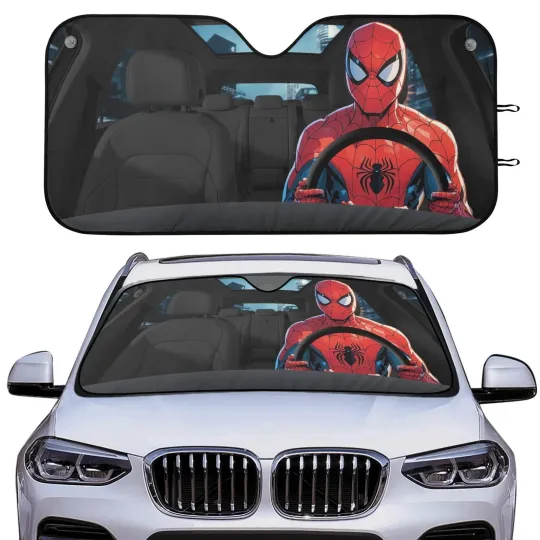 Discover Comic Web Hero Driving Car Windshield Sun Shade Cover Universal Fit