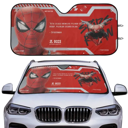 Discover Spider-Man Car Windshield Sun Shade, Marvel Superhero UV Heat Blocker