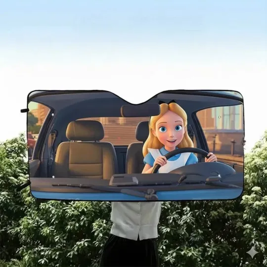 Discover Alice Wonderland Car Sun Shade, Front Windshield Cover, Universal Fit Gift