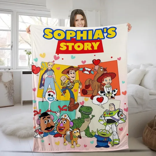 Discover Personalized Disney Pixar Toy Story Fleece Blanket, Custom Name Baby Disney