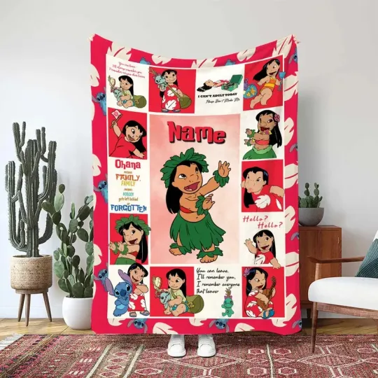 Discover Personalized Disney Lilo And Stitch Fleece Hawaiian Lilo Blanket