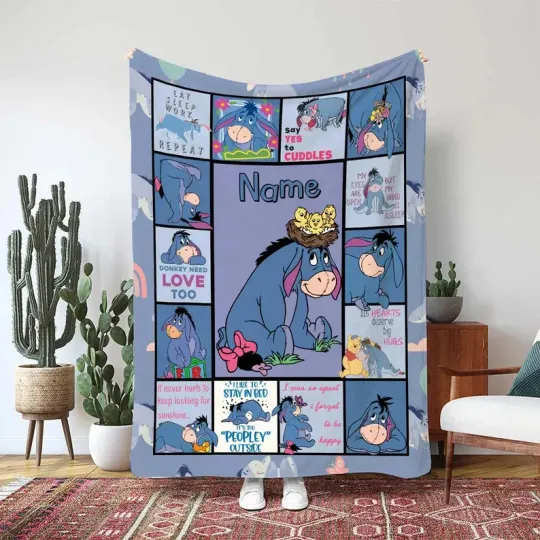Discover Personalized Disney Winnie The Pooh Eeyore Fleece Blanket